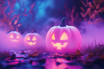3d Halloween background, Halloween theme background, cute Halloween activity theme scene