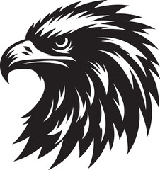 Flying Eagle bird head Silhouette isolated on white background Minimalist Eagle vector shape