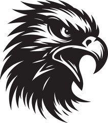 Flying Eagle bird head Silhouette isolated on white background Minimalist Eagle vector shape