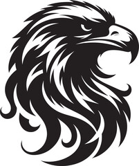 Flying Eagle bird head Silhouette isolated on white background Minimalist Eagle vector shape