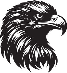 Flying Eagle bird head Silhouette isolated on white background Minimalist Eagle vector shape