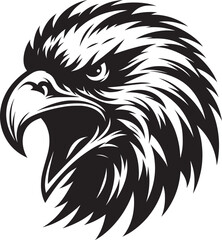Flying Eagle bird head Silhouette isolated on white background Minimalist Eagle vector shape