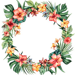 Tropical floral frame wreath frame illustration