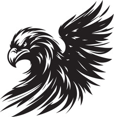 Flying Eagle bird head Silhouette isolated on white background Minimalist Eagle vector shape