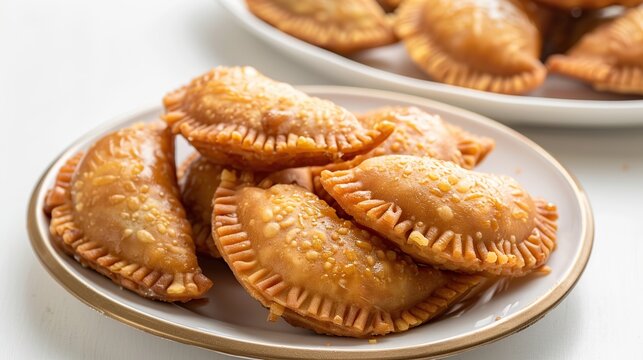 Indian Traditional sweet Gujiya . Top view. Generative Ai