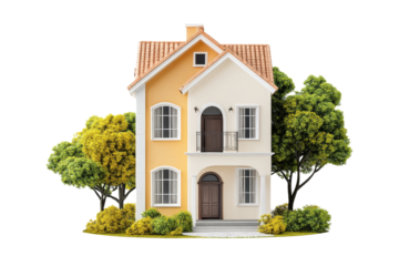 Cute Yellow House with Lush Greenery