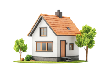 Cute Little House with Green Trees