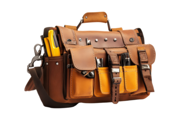 Leather Tool Bag with Multiple Pockets