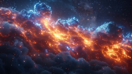 Fototapeta premium Celestial Fire and Ice: A Cosmic Encounter