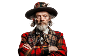 Portrait of a Rugged Man with a Plaid Hat and Jacket