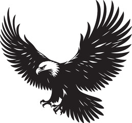 Flying Eagle bird Silhouette isolated on white background Minimalist Eagle vector shape