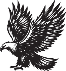 Flying Eagle bird Silhouette isolated on white background Minimalist Eagle vector shape