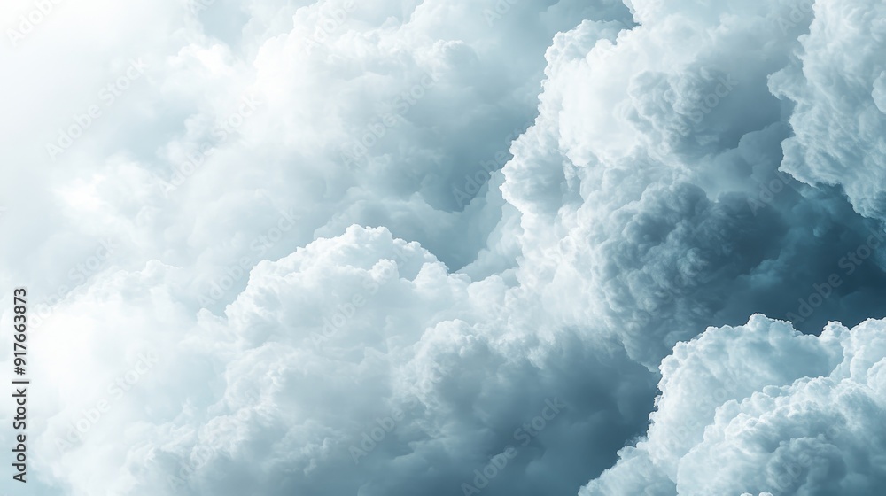Poster abstract cloud pattern background with soft, fluffy shapes in white and light gray, creating a peace
