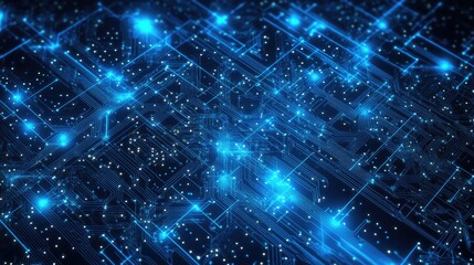 Abstract circuit pattern background with interconnected lines and nodes, ideal for tech and futuristic designs