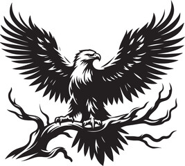 Flying Eagle bird Silhouette isolated on white background Minimalist Eagle vector shape