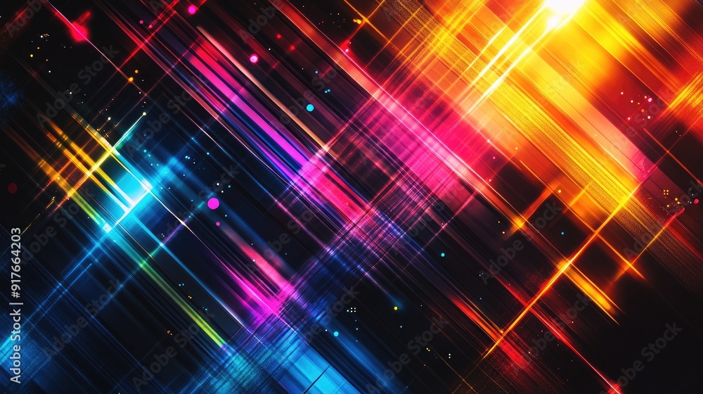 Poster abstract geometric background with intersecting lines and bright colors, perfect for dynamic and mod