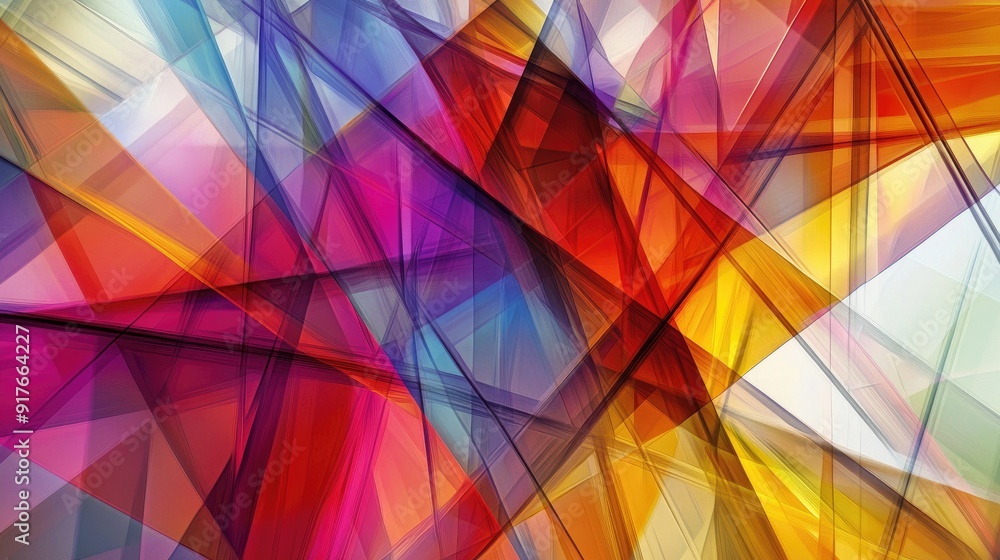 Poster abstract geometric background with intersecting lines and bright colors, perfect for dynamic and mod