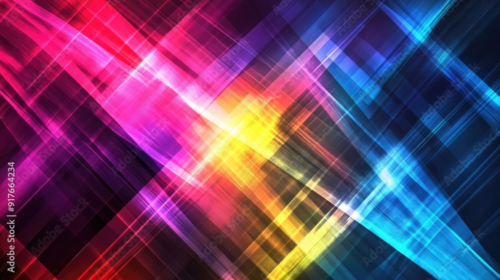 Poster abstract geometric background with intersecting lines and bright colors, perfect for dynamic and mod