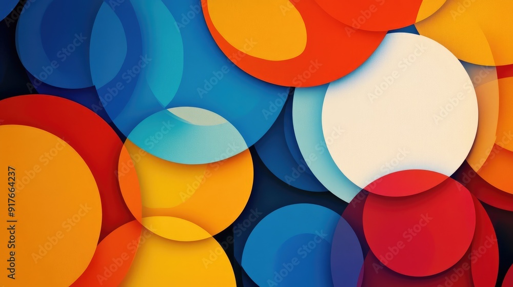 Aufkleber abstract geometric background with overlapping circles in bright colors, great for modern and dynami