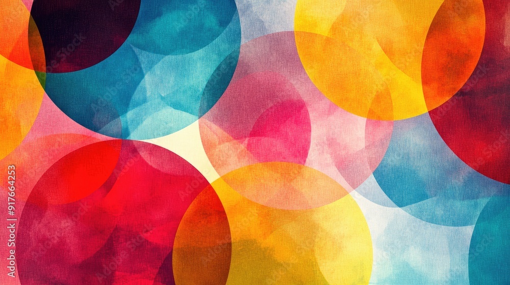 Aufkleber abstract geometric background with overlapping circles in bright colors, great for modern and dynami