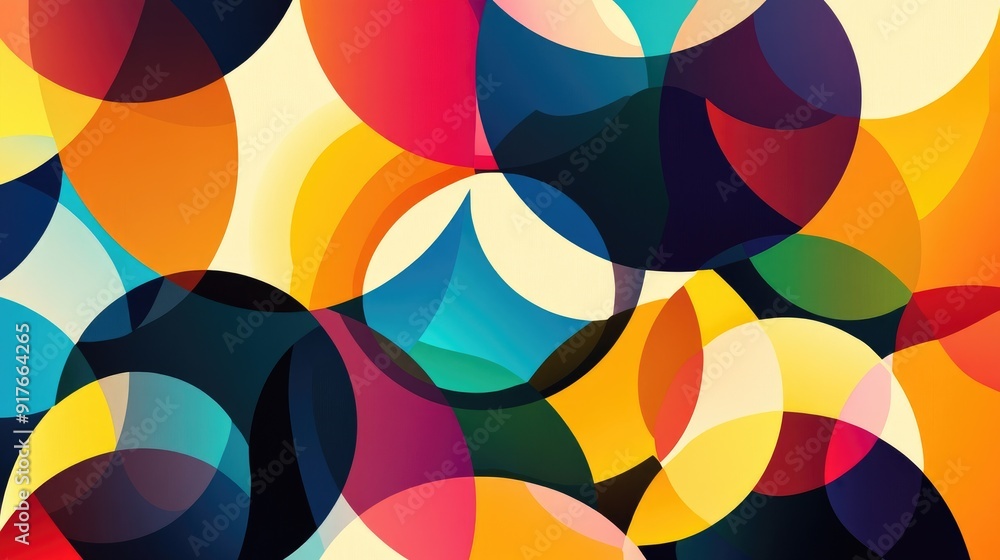 Poster abstract geometric background with overlapping circles in bright colors, great for modern and dynami