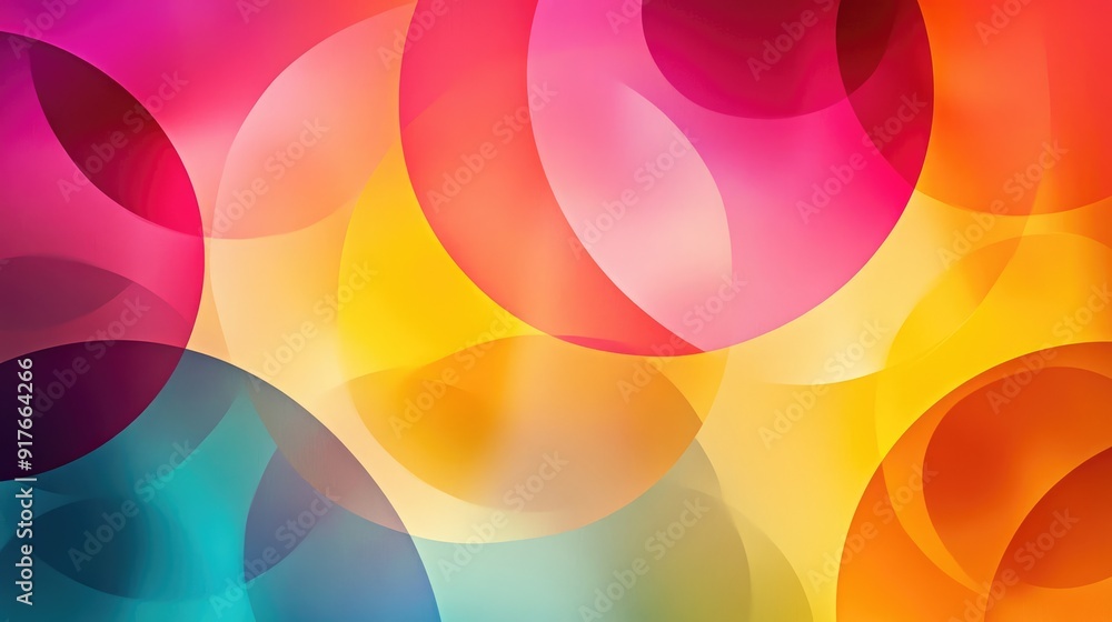 Poster abstract geometric background with overlapping circles in bright colors, great for modern and dynami