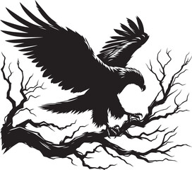 Flying Eagle bird Silhouette isolated on white background Minimalist Eagle vector shape