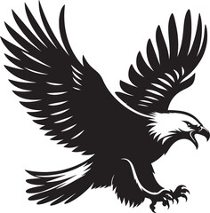 Flying Eagle bird Silhouette isolated on white background Minimalist Eagle vector shape