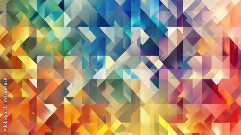 Poster abstract mosaic pattern background with colorful geometric shapes, creating a vibrant and playful vi