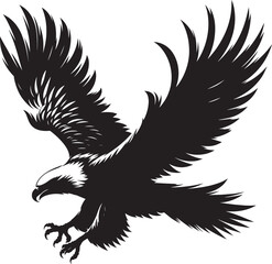 Flying Eagle bird Silhouette isolated on white background Minimalist Eagle vector shape