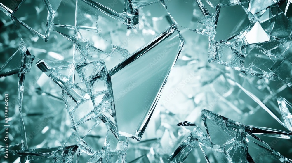 Aufkleber abstract shattered glass background with sharp edges and reflections, adding a dramatic and intense 