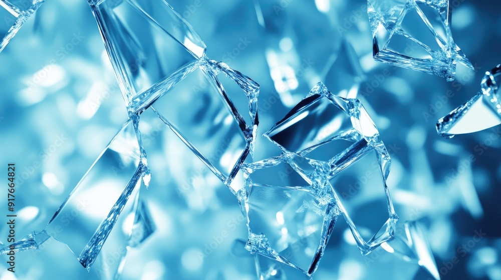 Poster abstract shattered glass background with sharp edges and reflections, adding a dramatic and intense 