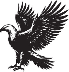 Flying Eagle bird Silhouette isolated on white background Minimalist Eagle vector shape