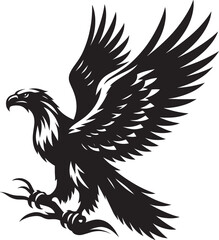Flying Eagle bird Silhouette isolated on white background Minimalist Eagle vector shape
