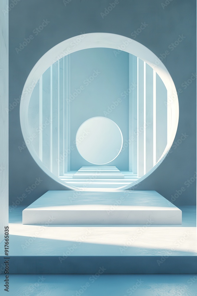 Poster sleek architectural design featuring circular shapes and a minimalist aesthetic, perfect for modern 