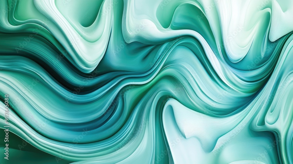 Poster abstract wave pattern background in shades of blue and green, creating a dynamic and fluid visual ef