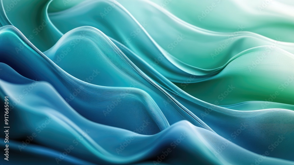 Poster abstract wave pattern background in shades of blue and green, creating a dynamic and fluid visual ef