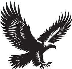 Flying Eagle bird Silhouette isolated on white background Minimalist Eagle vector shape