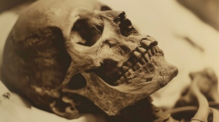 Naklejka premium Human Skull Close-Up