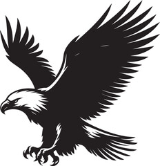 Flying Eagle bird Silhouette isolated on white background Minimalist Eagle vector shape