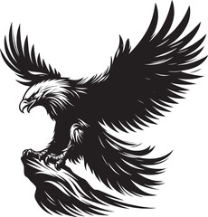 Flying Eagle bird Silhouette isolated on white background Minimalist Eagle vector shape