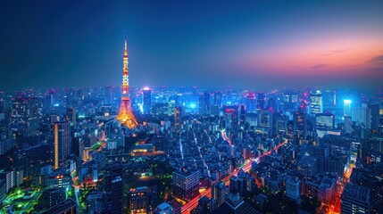 Fototapeta premium Tokyo Skyline at Night