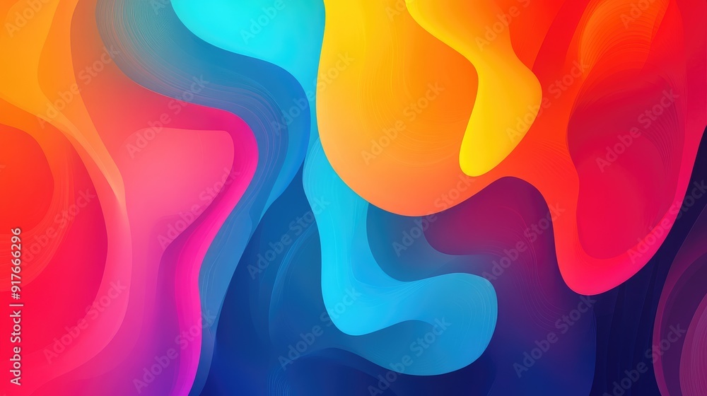 Poster bright and colorful background with abstract shapes and gradients, suitable for creative and artisti