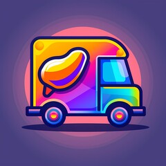 Fototapeta premium Colorful food truck illustration with a vibrant design.