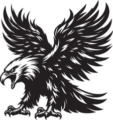 Flying Eagle bird Silhouette isolated on white background Minimalist Eagle vector shape