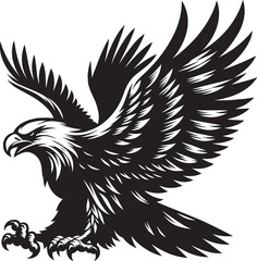 Flying Eagle bird Silhouette isolated on white background Minimalist Eagle vector shape