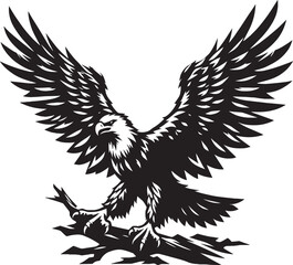 Flying Eagle bird Silhouette isolated on white background Minimalist Eagle vector shape