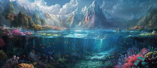 Mountain Lake and Underwater Coral Reef