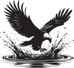 Flying Eagle bird Silhouette isolated on white background Minimalist Eagle vector shape