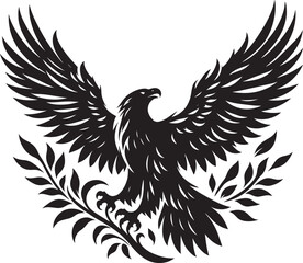 Flying Eagle bird Silhouette isolated on white background Minimalist Eagle vector shape